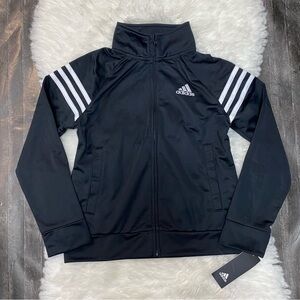 🆕 ADIDAS BLACK 3 STRIPE ZIP UP KIDS TRACK JACKET CASUAL SPORTS STREETWEAR